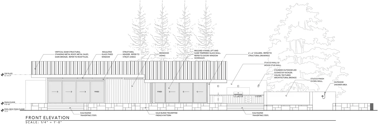 Pool Pavilion Elevation by Valeria Mesples Architecture